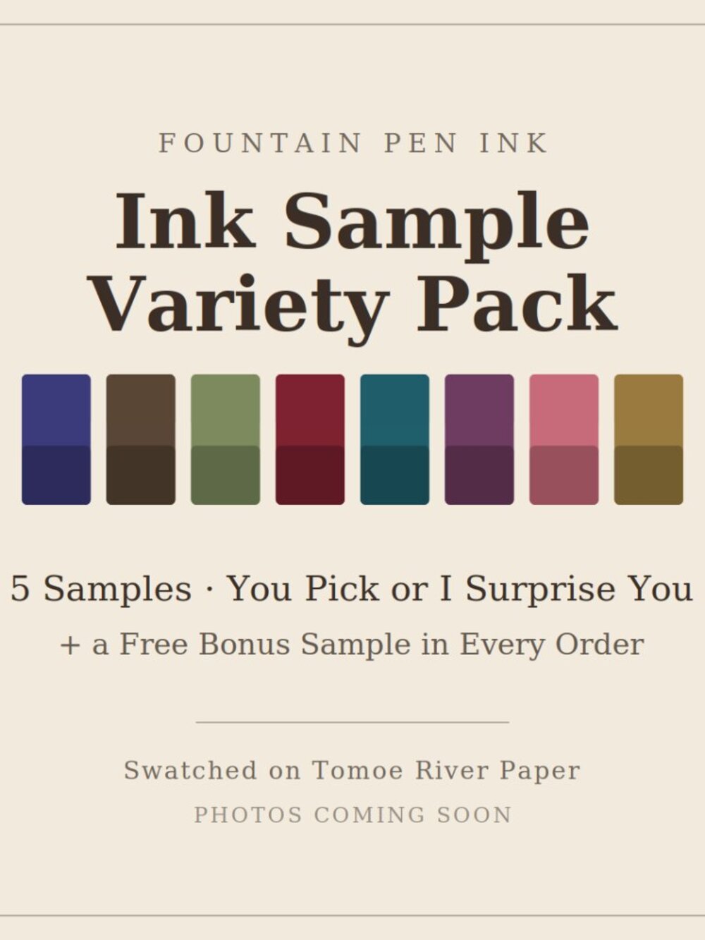 Fountain Pen Ink Sample Variety Pack - 5 Samples + Bonus Rare Ink Sailor Oster